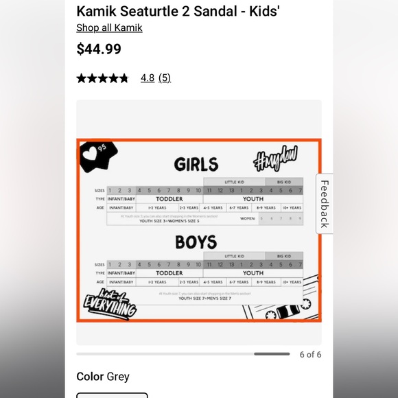 NWT 8 Kamik Seaturtle 2 Sandal - Kids Size 8 - Picture 5 of 8